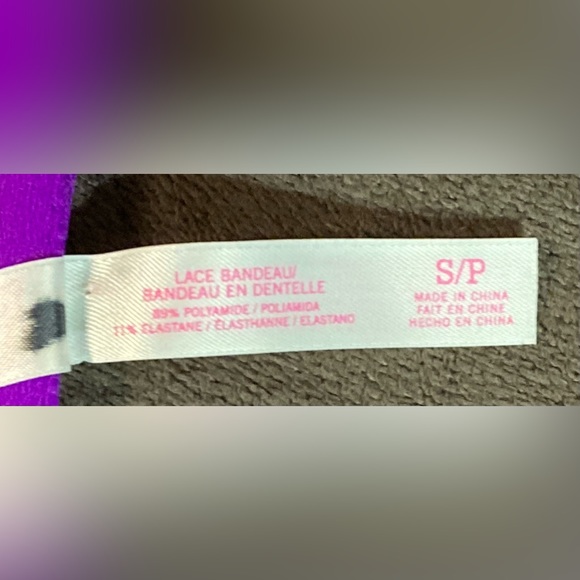 PINK Victoria’s Secret Purple Lace Bandeau Size Small. IridescentRhinestone NWOT - Picture 8 of 8